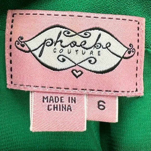 Phoebe Couture Dress Size 6 Shift Mini Scoop Neck Short Sleeve Pleated Green - Picture 8 of 12